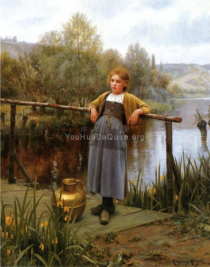 Young Girl by a Stream - 丹尼尔·李奇微爵士